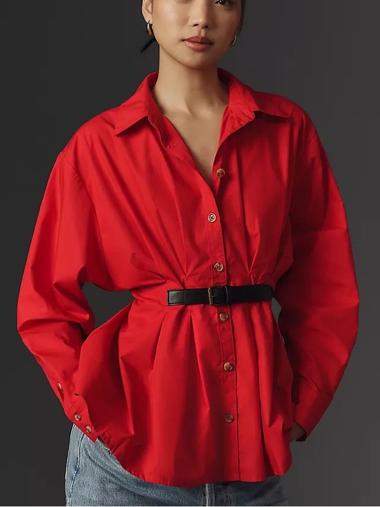 Anthropologie Tops - By Anthropologie Belted Buttondown Shirt Size 4